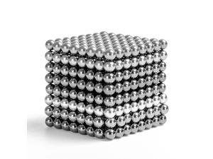 DOTSOG 512 pcs 5mm Magnetic Balls Multicolored Large Cube Building Blocks Sculpture Educational Game Fun Office Toy Intelligence Development Stress Relief Imagination Gift (Silver)