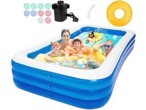 Inflatable Swimming Pool 102x62x26 Full-Sized Swimming Pools Family Blow up Pool Toddler Pool Family Pool for Baby,Kids,Adults,Swimming Pool for Backyard,Summer Water Party(with Marine Ball+Air Pump