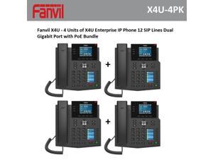 Fanvil X4U - 4 Units of X4U Enterprise IP Phone 12 SIP Lines Dual Gigabit Port with PoE Bundle