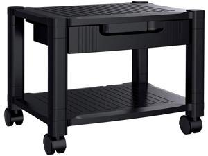Printer Stand - Under Desk Printer Stand with Cable Management & Storage Drawers, Height Adjustable Printer Desk with 4 Wheels & Lock Mechanism for Mini 3D Printer