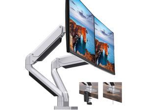 HUANUO Dual Monitor Stand - Height Adjustable Gas Spring Monitor Desk Mount Swivel VESA Bracket Fit Two 17 to 32 Inch Computer Screens, Each Arm Holds up to 17.6lbs