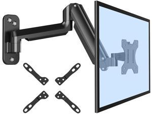 Monitor Wall Mount Bracket for 17 to 32 Inch Screens, Gas Spring Arm Wall Mount, Height Adjustable Articulating Single Wall Stand with Extended Arm Up to 18.3 Inch Fits Four VESA Mounting Sizes