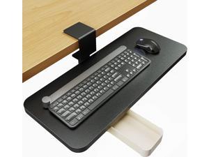 ERGEAR Keyboard Tray Under Desk No Drilling Computer Keyboard  Mouse Tray 2362 W x 984 D Ergonomic Keyboard Drawer Slide Out360 Rotating Keyboard Tray with Adjustable C Clamp