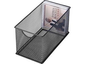 Black Mesh Metal CD Holder Box Organizer, Open Storage Bin, Set of 2 Black Mesh Metal CD Holder Box Organizer, Open Storage Bin, Set of 2