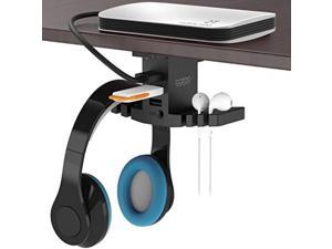Headphone Stand with USB Hub COZOO Under Desk Headset Hanger Mount Dual Hook Holder with 3 USB Portsusb30usb20 and 35mm Jack AUX PortAudioMic External Sound Card for Gamer DJ Earphone