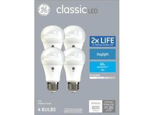 GE classic LED 60 watt equivalent A19 Daylight Dimmable LED light bulbs (4 pack) GE classic LED 60 watt equivalent A19 Daylight Dimmable LED light bulbs (4 pack)