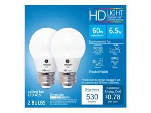 GE Lighting 92208 LED Refresh HD 6.5-watt (60-watt Replacement), 530-Lumen A15 Light Bulb with Medium Base, Daylight, 2-Pack GE Lighting 92208 LED Refresh HD 6.5-watt (60-watt Replacement), 530-Lumen A15 Light Bulb with Medium Base, Daylight, 2-Pack