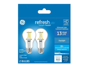 GE refresh LED 60 watt equivalent A19 Energetic Daylight Dimmable Light Bulb (2 pack) GE refresh LED 60 watt equivalent A19 Energetic Daylight Dimmable Light Bulb (2 pack)