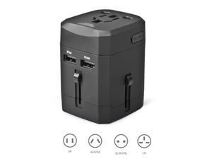 USBelieve Universal Travel Adapter, Worldwide All in One Wall AC Power Plug Adapter Wall Charger with Dual USB 2.5A Charging Ports for USA EU UK AU CHINA JAPAN ASIA Cell Phone Laptop