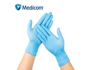 Medicom Nitrile Disposable Gloves Size L, Gloves Latex Free, Powder Free Gloves 100 Pc L Size, Blue