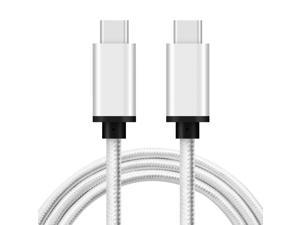 eCables USB-C to USB-C 60W Premium Fast Charging Cable Braided, Silver 6 ft.