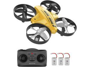 ATOYX Mini Drone for Kids and Beginners-Remote Control Quadcopter Indoor Helicopter Plane with 3D Flip, Auto Hovering, Headless Mode, 3 Batteries, Best Gift Toy for Boys & Girls(Yellow)