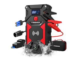 FNNEMGE Car Jump Starter 2500A Peak 24800mAh 12V Super Safe Jump Starter(Up to All Gas, 8.0L Diesel Engine), with 10W Wireless Charger Power Bank, with Smart Jumper Cable, USB Quick Charge 3.0