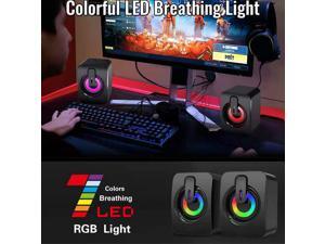 FRCOLOR  Computer Speaker Wired Desktop Luminous Game Mini Speaker With 3.5mm Audio Plug USB Colorful Light Speaker-Colorful Light Version