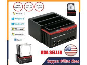 FRCOLOR Triple HDD Docking Station Car Reader Hub 9TB Support 2.5 and 3.5 Inch HDD SSD SATA I II III Support M2 MS TF SD MMC MS CF XD -US Plug - Black FRCOLOR Triple HDD Docking Station Car Reader Hub 9TB Support 2.5 and 3.5 Inch HDD SSD SATA I II III Support M2 MS TF SD MMC MS CF XD -US Plug - Black