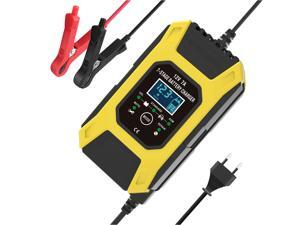 FRCOLOR  12V 7A Level Automatic Charging Intelligent Charging Mode Lead-Acid Battery Charger Car And Motorcycle Repair Charger, Wet And Dry Lead-Acid Battery Charger With Digital LCD Display