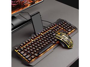 FRCOLOR Backlit Computer Keyboard And Mouse Set, Black Mechanical Keyboard With RGB LED Backlight And Comfortable Mouse FRCOLOR Backlit Computer Keyboard And Mouse Set, Black Mechanical Keyboard With RGB LED Backlight And Comfortable Mouse