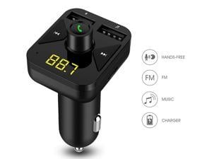 FRCOLOR Wireless  Car MP3 Player FM Transmitter Radio with 2 USB Port Charger & Hands-free Calling Support TF USB Flash Drive