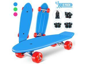 Clispeed Skateboard Kit w/ Protective Gears, Blue