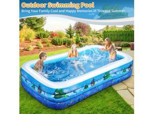 iBaseToy Inflatable Swimming Pool for Kids, 118" x 68" x 22" Family Full-Sized Kiddie Pool Above Ground, Blow Up Pools for Kids Ages 3+ for Outdoor, Garden, Backyard