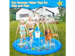 iBaseToy Splash Pad Sprinkler for Kids - 68" Inflatable Dolphin Splash Mat Baby Pool Water Sprinklers Toys for Outdoor Backyard Yard Lawn - Kids Sprinkler Water Toys Games for Toddlers (Dolphin Style) iBaseToy Splash Pad Sprinkler for Kids - 68" Inflatable Dolphin Splash Mat Baby Pool Water Sprinklers Toys for Outdoor Backyard Yard Lawn - Kids Sprinkler Water Toys Games for Toddlers (Dolphin Style)