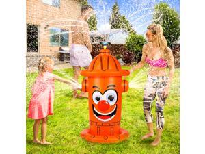 iBaseToy Giant Inflatable Sprinkler for Kids - Fire Hydrant Sprinkler with 360°Auto Rotating Sprinkler Nozzle - Yard Lawn Water Sprinkler Spray Toy for Toddlers Boys Girls Summer Outdoor Game - Orange