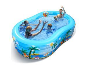 iBaseToy Inflatable Swimming Pool - 95" x 59" x 24" Full-Sized Family Lounge Pools for Kids & Adults, Kids Pool Blow Up Swim Center for Outdoor, Garden, Backyard, Water Party