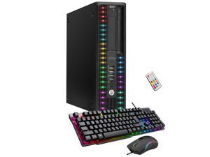 HP Z240 Small Form Factor Workstation Desktop Customized RGB Lights Computer Intel Core i5 6500 3.20 GHz 8GB DDR4 RAM 256GB SSD Windows 10 Pro Wi-Fi Gaming Keyboard Mouse
