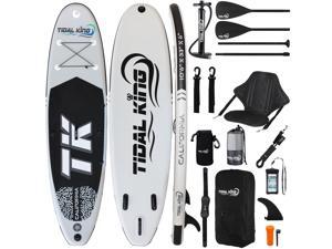 Tidal King California 10' 6 x 33 Wide & Extra Stable Stand Up Paddle Board ISUP - with Adjustable Paddle, Pump, Leash & Backpack - Standard SUP or Kayak Option(Grey, SUP/KAYAK)