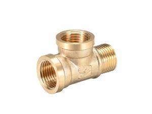 Brass Tee Pipe Fitting G1/2 Male x G1/2 Female x G1/2 Female T Shaped Connectors Coupler 2pcs