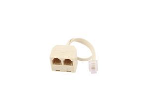 RJ11 6P4C 2 Way Outlet 1 to 2 Telephone Phone Jack Line Splitter Adapter Beige
