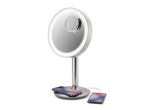 ihome 9" lux power bluetooth makeup vanity mirror with wireless charging and usb charging, bluetooth audio, 10x removable magnification mirror, tilting any angle, full spectrum lig