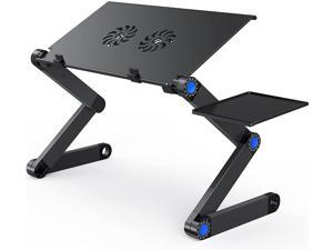 Laptop Stand Adjustable Height for Desk Portable Ergonomic Gaming Lap Computer Riser w/ 2 CPU Cooling Fans 1 Detachable Mouse Pad Tray for Bed Couch, Fits up to 15.6" Foldable Laptops