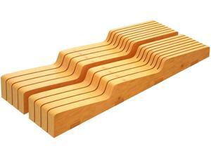 Bamboo Knife Block Drawer Organizer Insert In Drawer Knife Holder Storage for Kitchen Hold 14 Knives (Not Included)