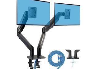Pipishell Dual Monitor Stand - for Two 15 to 35 inch Screens Monitor Desk Mount Double Gas Spring Arm, Height Long Adjustable Mount with Clamp, Grommet Base, Each Arm Hold up to 26.4LBS