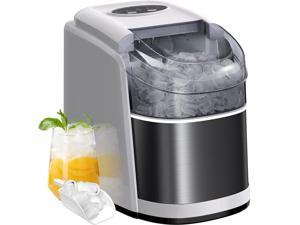 Pipishell Countertop Ice Maker Machine - 9 Cubes Ready in 6 Mins, Portable Self-Cleaning Ice Machine with Ice Scoop and Basket, 2 Sizes of Bullet Ice for Home