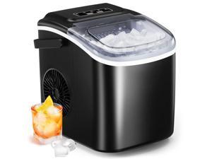 Pipishell Countertop Ice Maker, 2 Sizes of Bullet Ice for Home Kitchen Office Bar Party, 9 Cubes Ready in 6 Mins, 26lbs in 24Hrs, Self-Cleaning Ice Machine with Ice Scoop and Basket, Black