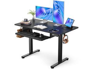 Gaming Desk Computer Desk Electric Standing Desk with Full Size Keyboard Tray Adjustable Height Sit Stand Up Desk Home Office Desk Computer Workstation 48x24 Inches Black