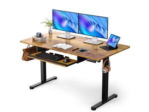 Electric Standing Desk with Keyboard Tray, 55x28 Inches Adjustabl...