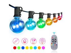 50FT Outdoor RGB String Lights, LED String Lights with 30+3 G40 Globe Bulbs, Dimmable Commercial Waterproof String Lights with Remote Control for Patio, Cafe, Backyard, Garden,Christmas Party 50FT Outdoor RGB String Lights, LED String Lights with 30+3 G40 Globe Bulbs, Dimmable Commercial Waterproof String Lights with Remote Control for Patio, Cafe, Backyard, Garden,Christmas Party