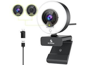 60fps 1080p webcam with ring light, fast autofocus, built-in privacy cover, 2021 nexigo n960e usb fhd web computer camera, dual stereo microphone, for zoom meeting skype teams