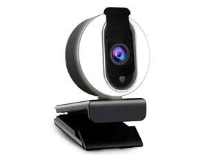 1080p webcam with ring light, privacy cover and dual microphone, advanced auto-focus, adjustable brightness, 2021 nexigo streaming web camera for zoom skype facetime, pc mac laptop