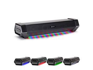 enhance attack gaming speaker soundbar - under monitor pc sound bar led speaker with 40w peak audio power, 3 led color modes + 3 rgb dynamic light effects, dual inputs for gaming p