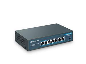 yuanley 7 port ai poe switch, 5 poe+ port 100mbps, 2 uplink, 78w 802.3af/at, metal desktop, qos, unmanaged plug and play ai smart detection ethernet switch yuanley 7 port ai poe switch, 5 poe+ port 100mbps, 2 uplink, 78w 802.3af/at, metal desktop, qos, unmanaged plug and play ai smart detection ethernet switch