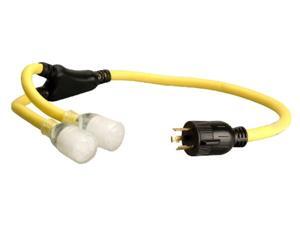 coleman cable 01914 3-feet 10/3 generator power cord adapter, l5-30p to (2) l5-20r