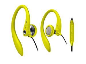 over ear earbuds wired, in ear earphones with microphone, sport headphones for running, workout, exercise and gym by magnavox (yellow)