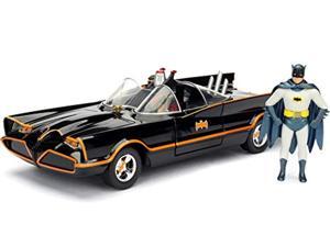 jada toys dc comics 1966 classic tv series batmobile with batman and robin figures; 1:24 scale metals die-cast collectible vehicle