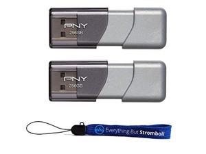 pny 256gb usb 3.0 flash drive elite turbo attache 3 (p-fd256gtbop-ge) two pack bundle plus (1) everything but stromboli lanyard