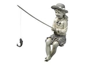 Two Tone Stone Polyresin 15 Inch Design Toscano Frederic the Little Fisherman of Avignon Boy Fishing Garden Statue 