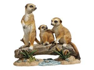 design toscano meerkat clan garden animal statue, 15 inch, polyresin, full color